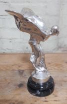 An Art Deco chrome figure modelled as A Rolls Royce 'Flying Lady' car mascot, height 33cm.