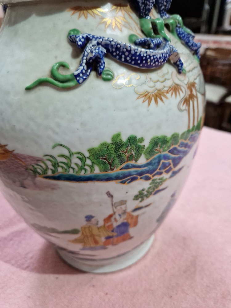 A Chinese porcelain vase, mid 19th century, decorated in over enamels with boats and figures, - Image 15 of 16