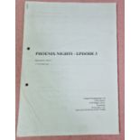 An original script from the Peter Kay series 'Phoenix Nights', Series two - Episode three, rehearsal