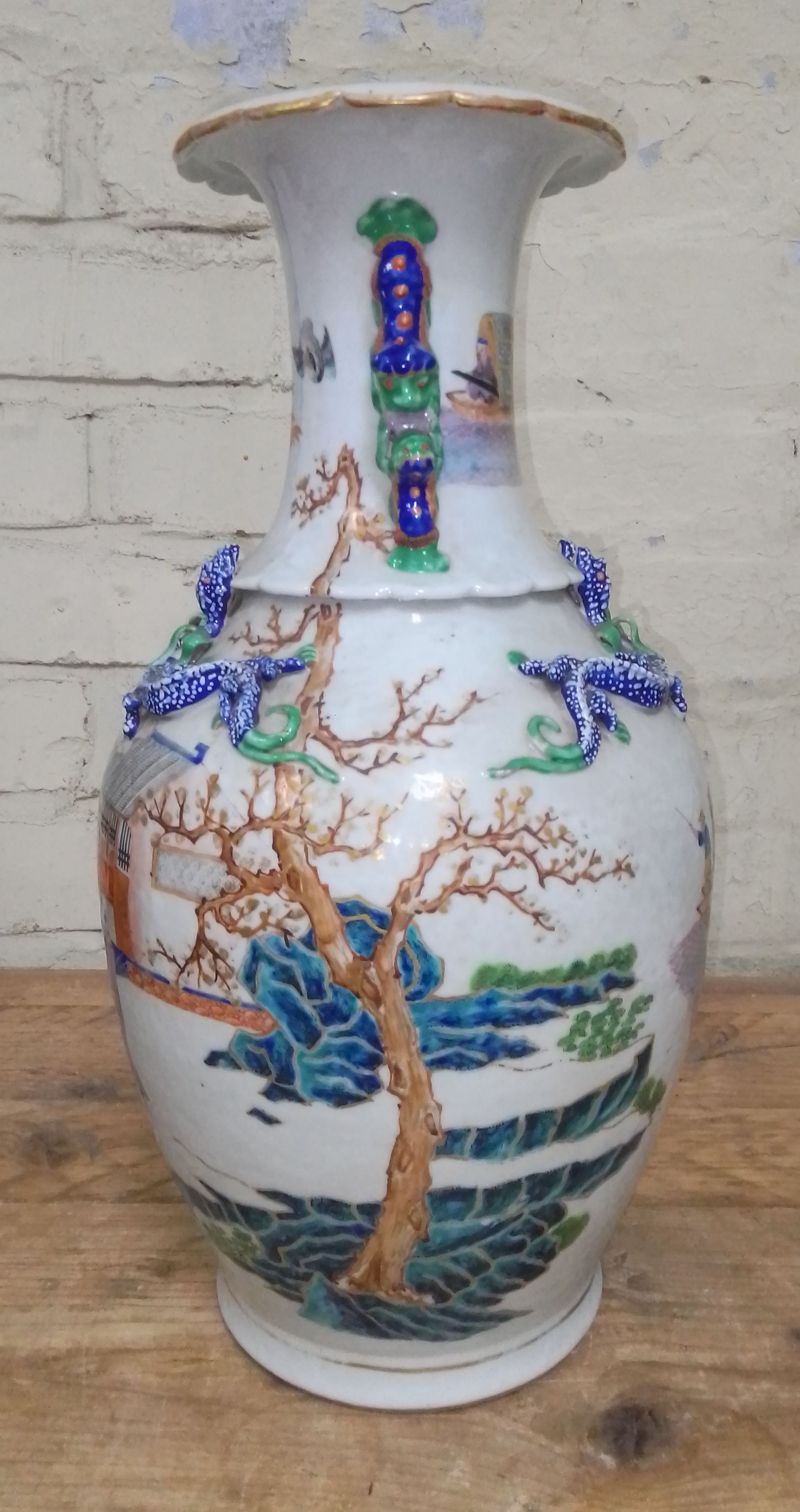A Chinese porcelain vase, mid 19th century, decorated in over enamels with boats and figures, - Image 4 of 16