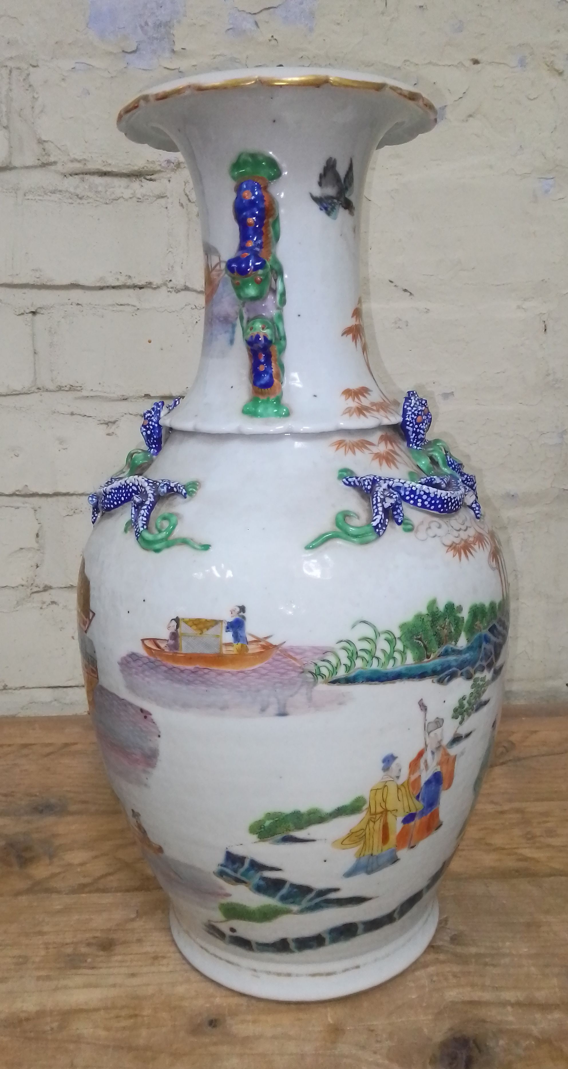 A Chinese porcelain vase, mid 19th century, decorated in over enamels with boats and figures, - Image 2 of 16