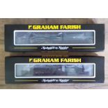 Two Graham Farish by Bachmann N gauge model engines: Green Arrow 60800 and Flying Scotsman 60103