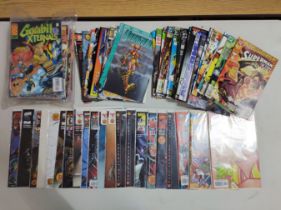 A box of approximately 93 comics including Marvel, DC, Top Cow, Image, etc, 21 of which being signed