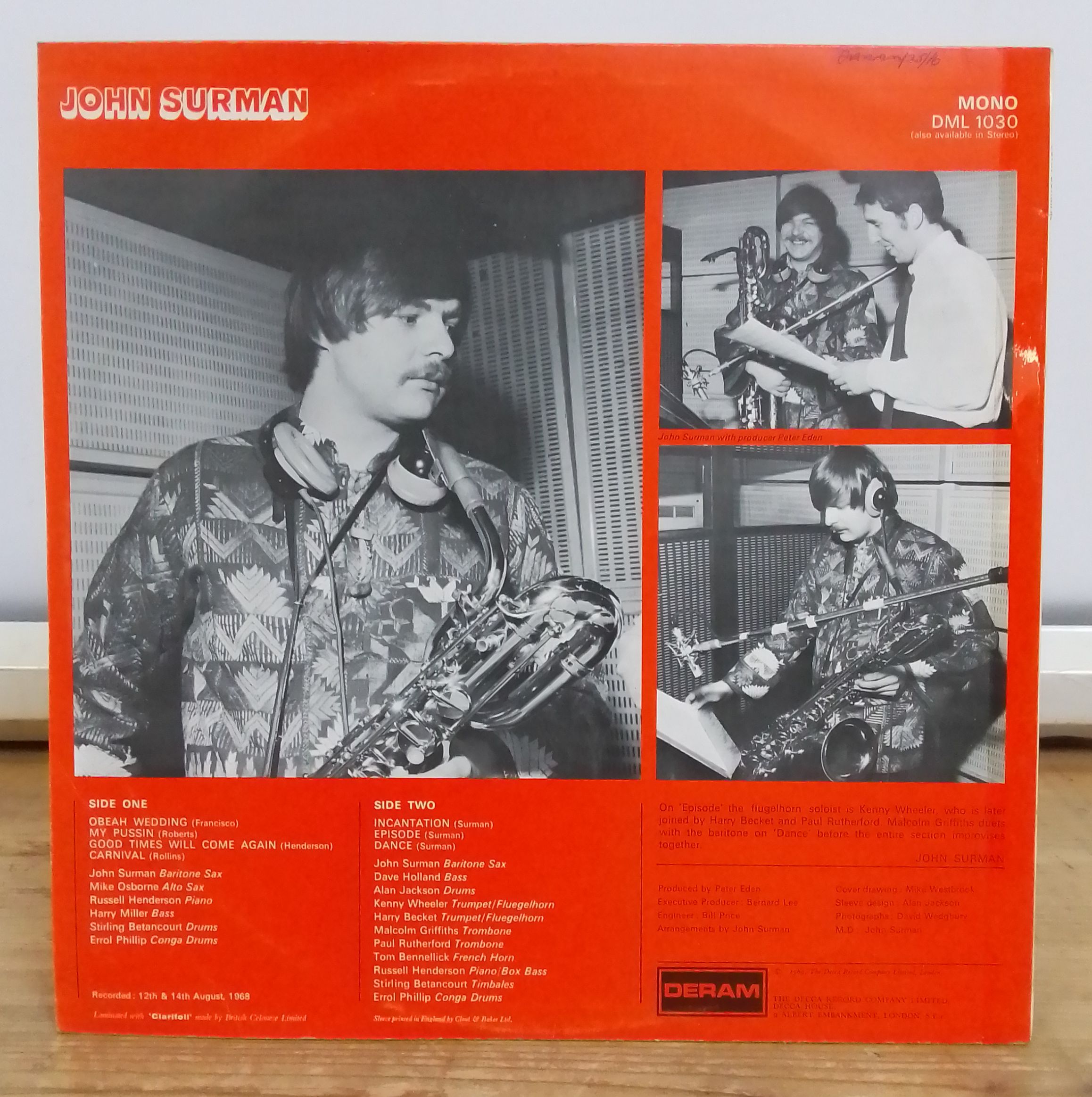 John Surman - John Surman, mono LP, 1st pressing, UK 1969, Deram DML 1030 - Bild 2 aus 4