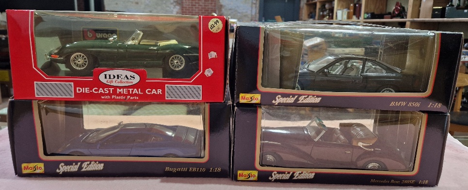 Two boxes of mainly die-cast vehciles including Burago and Maisto. - Image 3 of 4