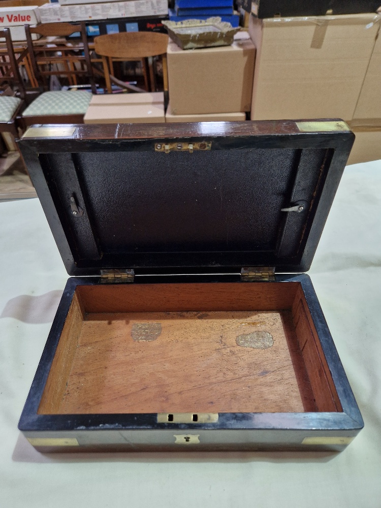 Two 19th century brass bound boxes. - Image 9 of 15