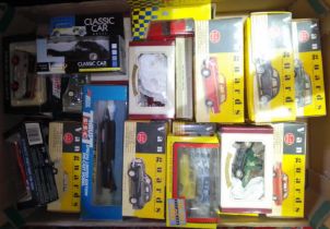 A box of assorted boxed dicast vehicles to include Vanguard, Lledo & Oxford diacast etc.