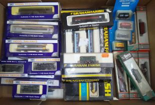 A boc of assorted N gauge model railway including Dapol, Graham, Peco and Lima.