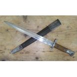 A British 1903 pattern bayonet by Mole, leather scabbard.