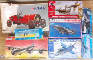 A group of eight unused model vehicle kits comprising Revell, Airfix and Bandal