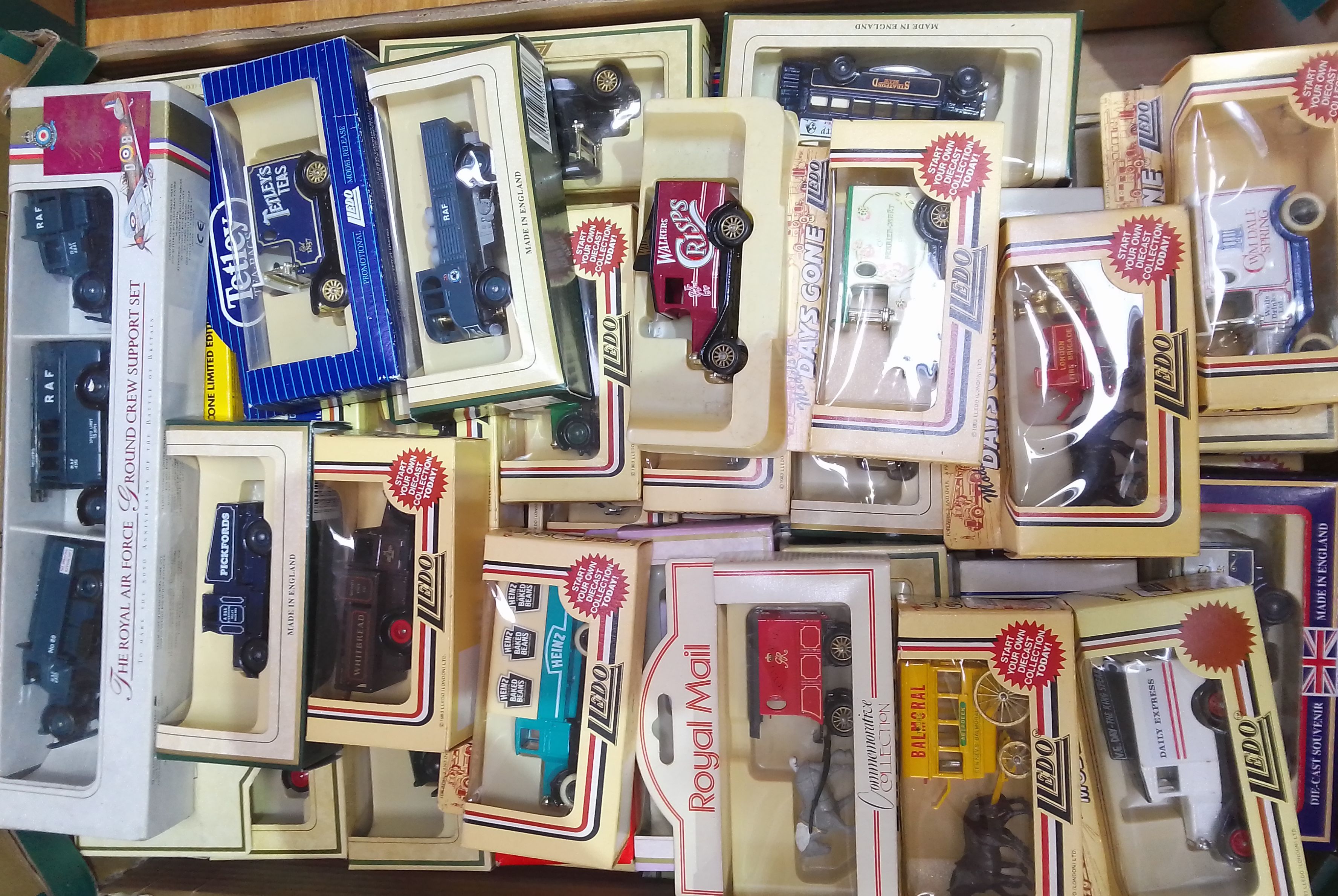 A box of assorted Lledo boxed dicast vehicles.