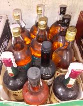 11 bottles of assorted whisky including Charles House, Canadian Club, Jameson etc.