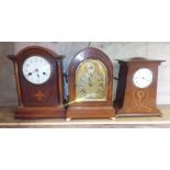 A group of three Edwardian mantle clocks, all as found.