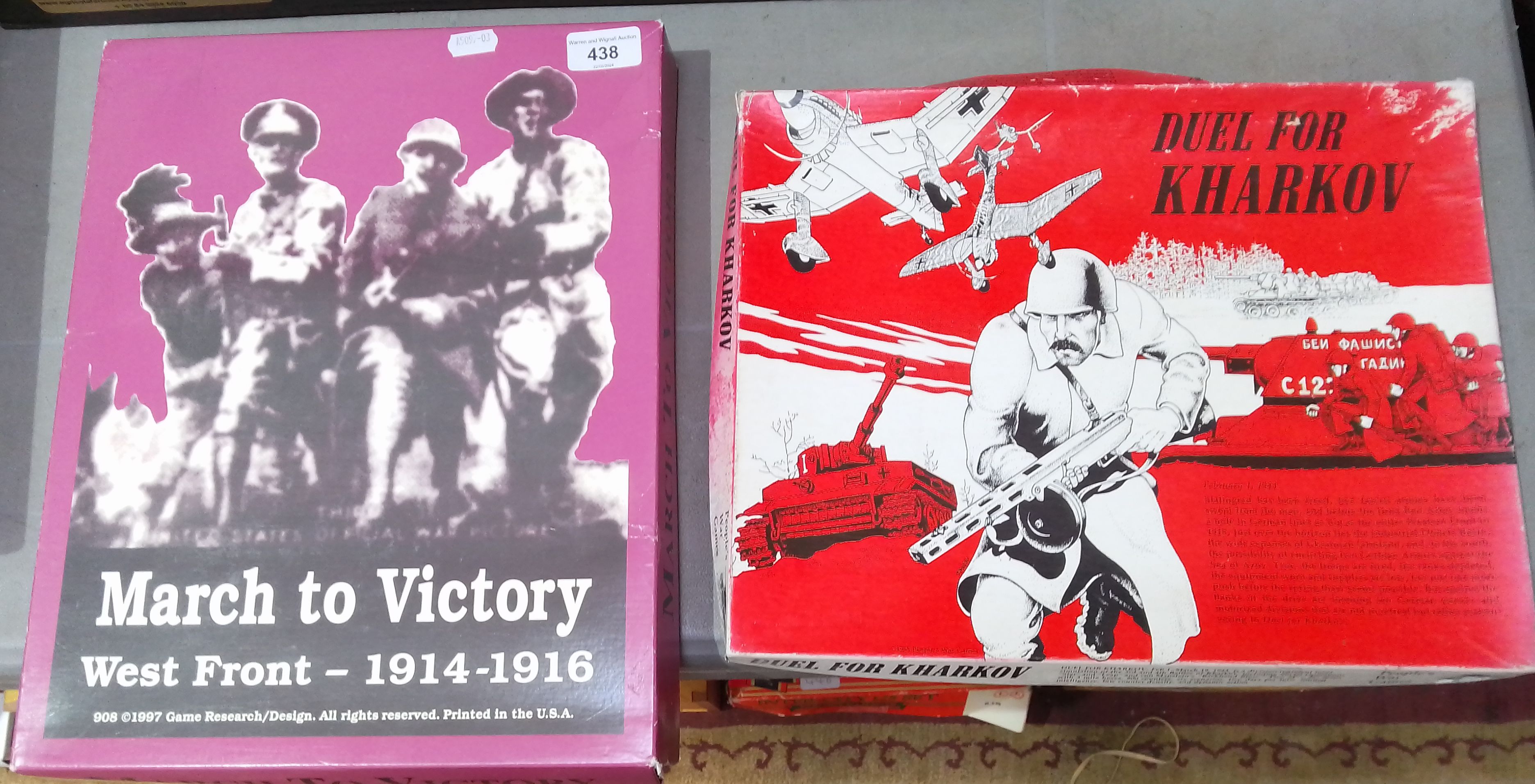 Two vintage strategic board games; 'Duel for Kharkov' and 'March to Victory', both un-punched.