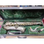 An American tenor saxophone marked 'Martin, Elkhart Ind', 'LOW PITCH', serial no.108530, with...