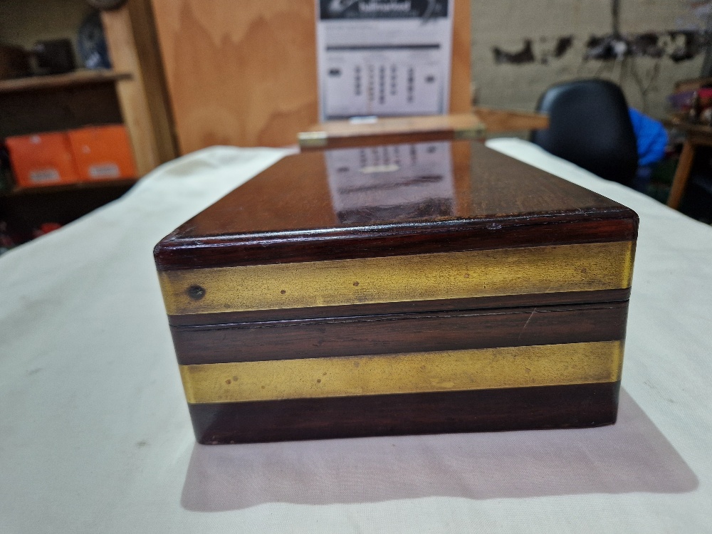 Two 19th century brass bound boxes. - Image 7 of 15