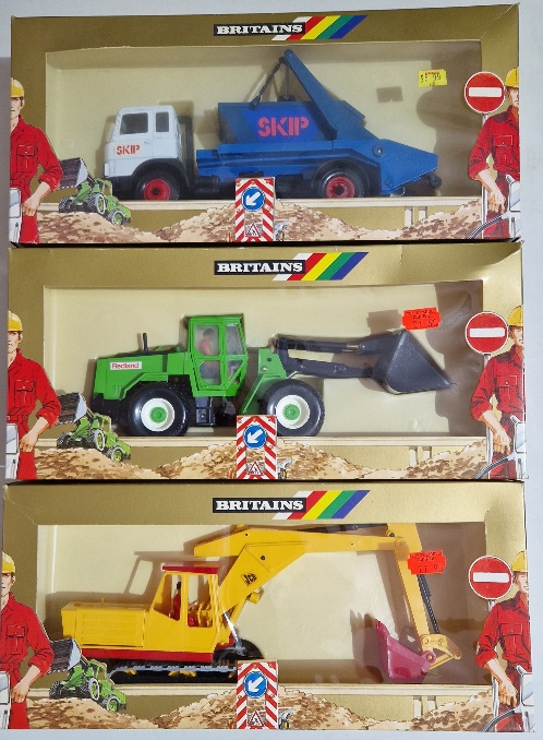 Three Britains diecast models comprising of a 9913 J.C.B. Excavator, a 9914 Redland Heavy Digger & a