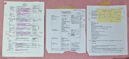 A group of original annotated notes from the Peter Kay series 'Phoenix Nights', titled 'PETER KAY