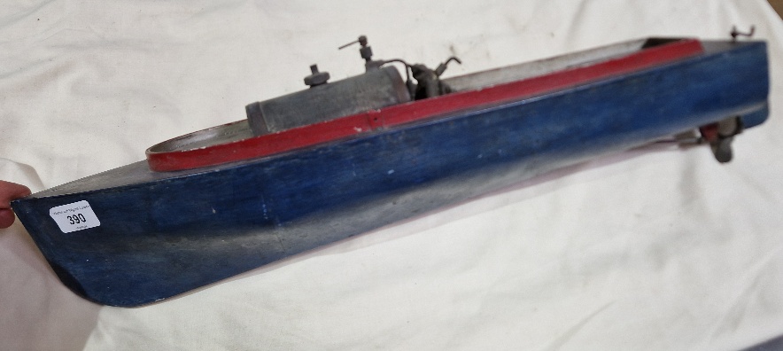 A live steam model boat, length 62cm - Image 6 of 9