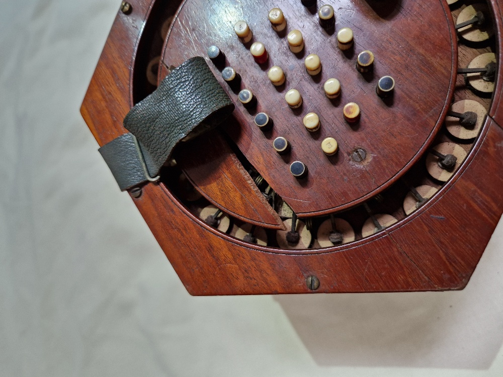 A Victorian concertina squeeze box, the mahogany case marked 'G F Wilson, London', together with a - Image 8 of 9