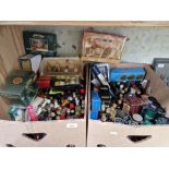 Two boxes of assorted alcoholic miniatures including numerous single malts.