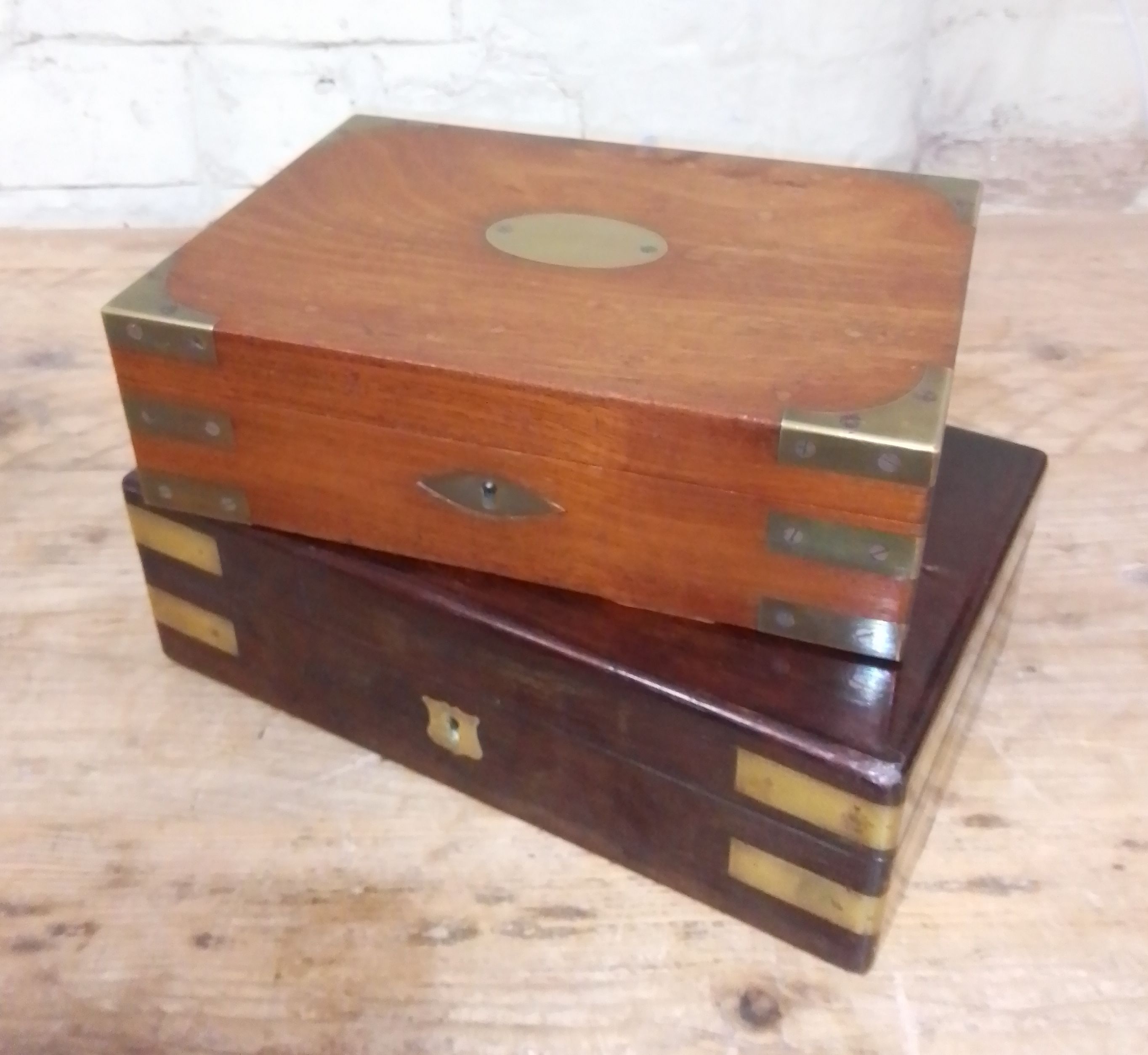 Two 19th century brass bound boxes.