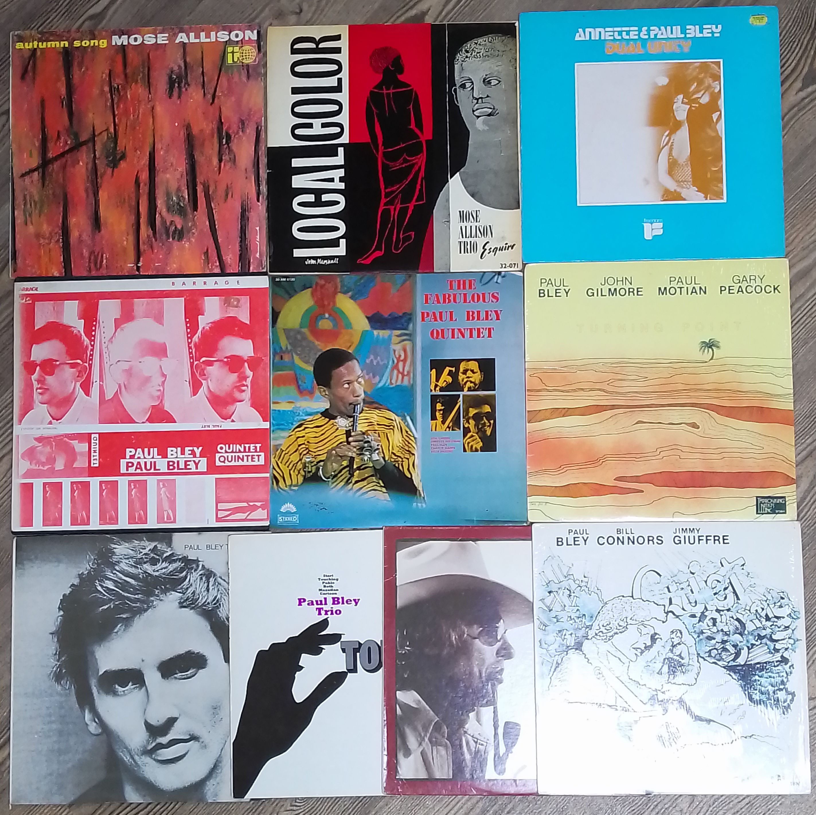 A group of ten Paul Bley and Mose Allison LPs including Barrage, ESP-DISK 1008, Annette & Paul