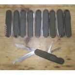 A group of ten German army penknives.