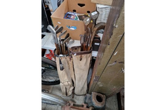 Two golf bags of assorted vintage golf clubs. - Image 1 of 16