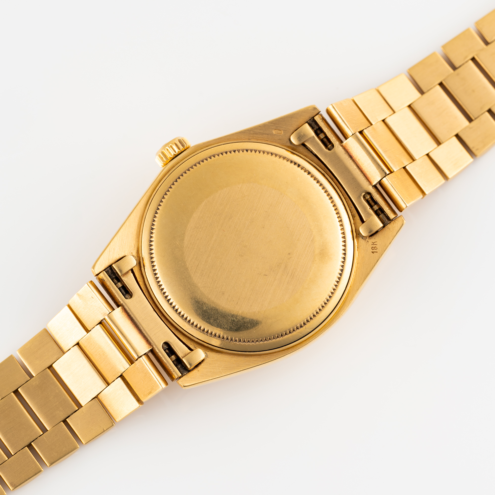 A GENTLEMAN'S SIZE 18K SOLID YELLOW GOLD ROLEX OYSTER PERPETUAL DAY DATE BRACELET WATCH CIRCA - Image 8 of 9