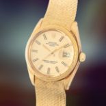 A RARE GENTLEMAN'S SIZE 18K SOLID GOLD ROLEX OYSTER PERPETUAL DATE BRACELET WATCH DATED 1978, REF.