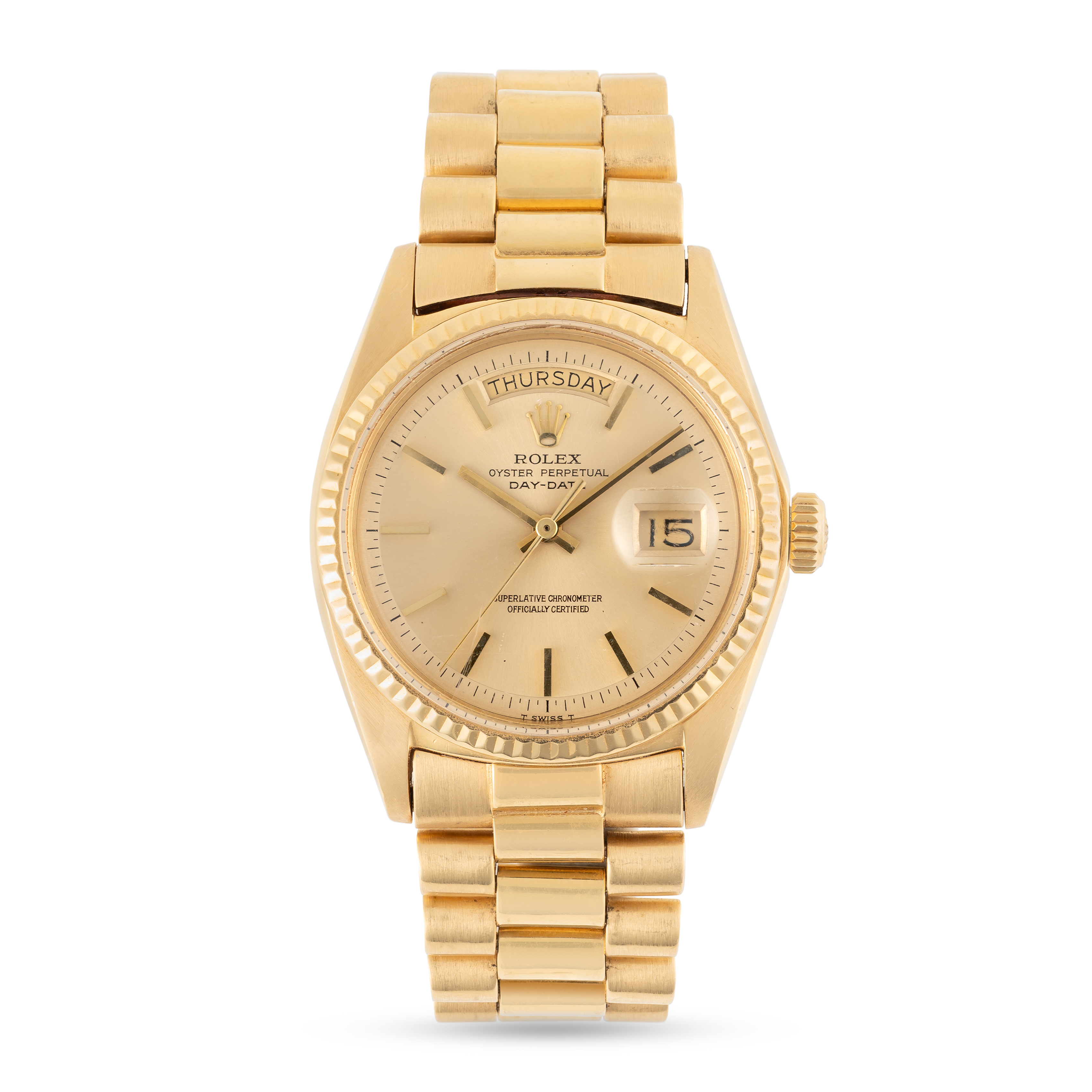 A GENTLEMAN'S SIZE 18K SOLID YELLOW GOLD ROLEX OYSTER PERPETUAL DAY DATE BRACELET WATCH CIRCA - Image 2 of 9