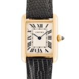 A LADY'S 18K SOLID GOLD CARTIER TANK LOUIS WRIST WATCH CIRCA 2000s, REF. 2442 WITH CARTIER SERVICE