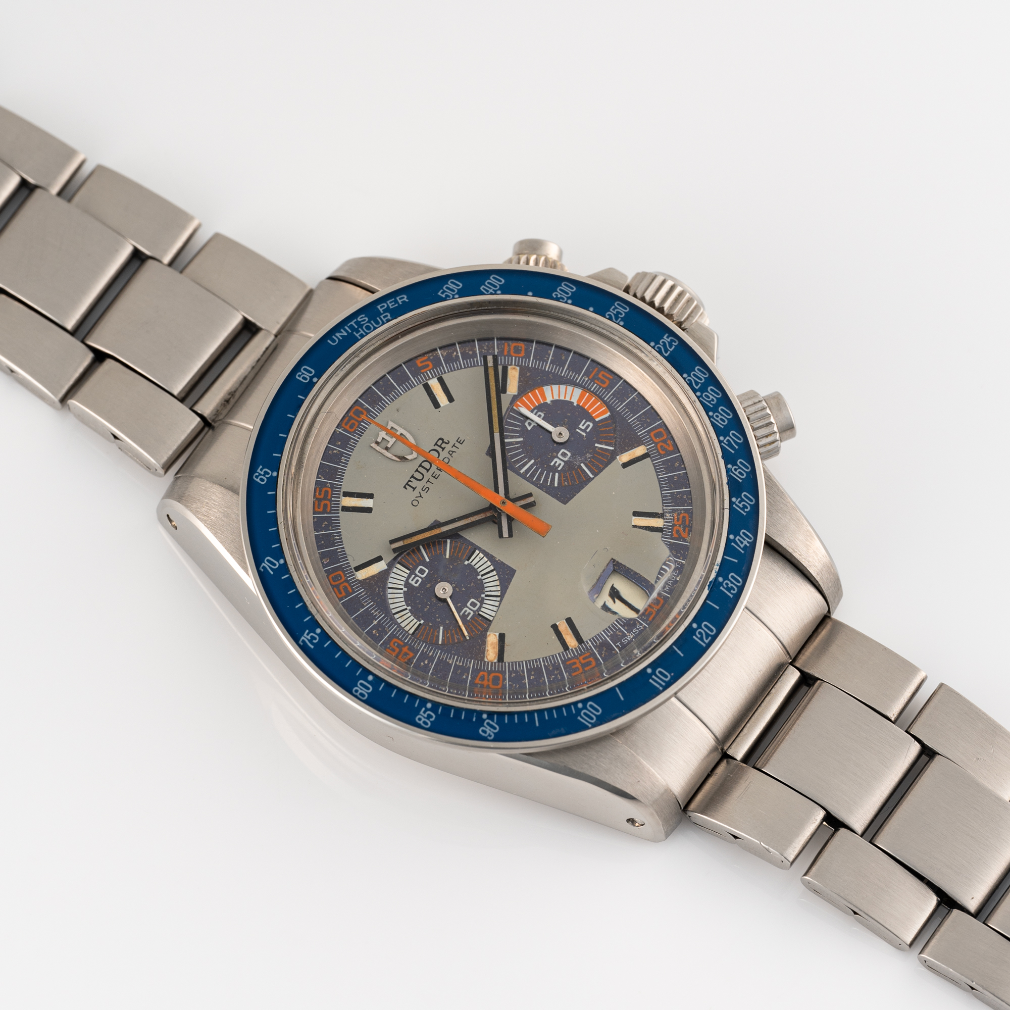 A RARE GENTLEMAN'S SIZE STAINLESS STEEL ROLEX TUDOR OYSTERDATE MONTE CARLO BLUE CHRONOGRAPH BRACELET - Image 5 of 10