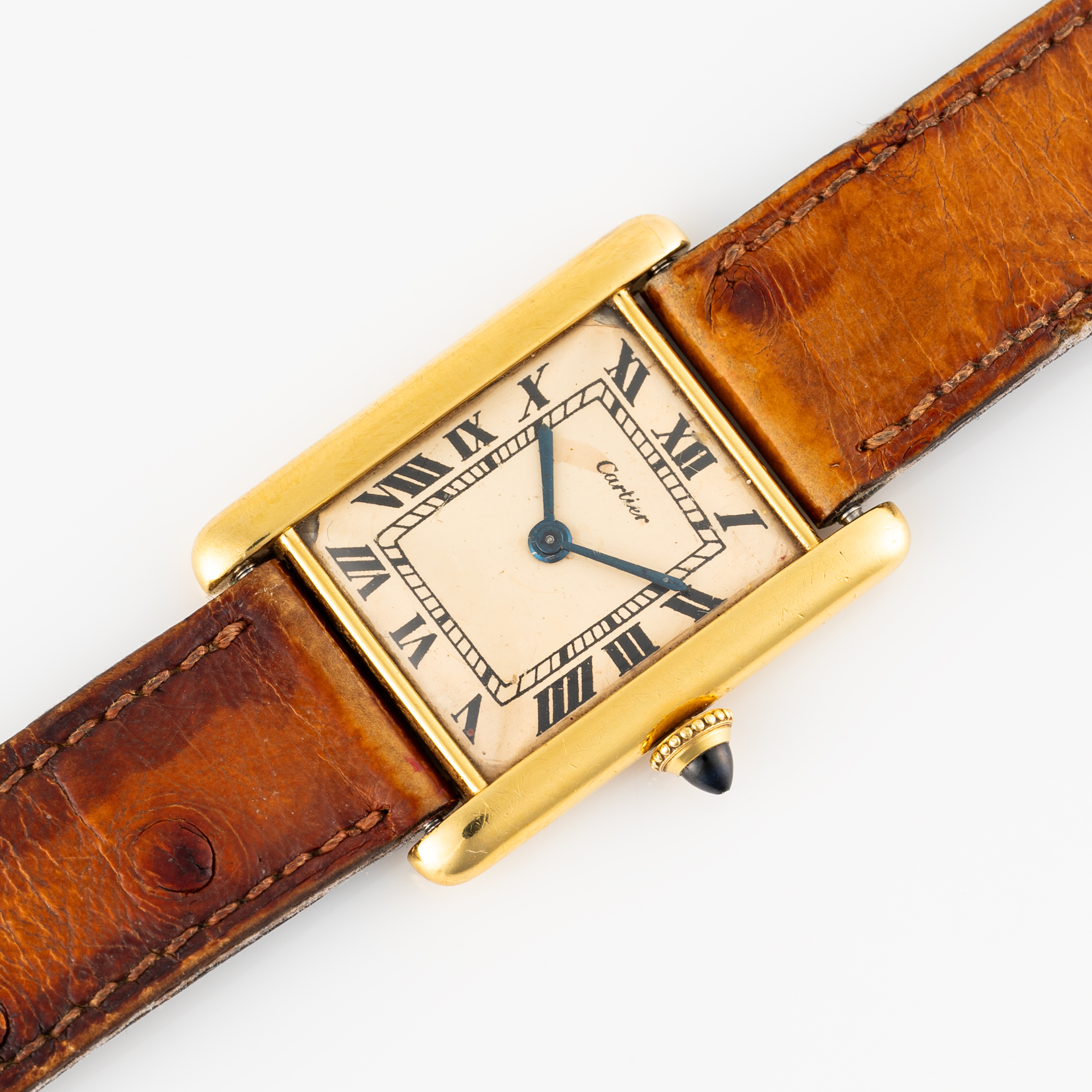 A VERY RARE GENTLEMAN'S SIZE 18K SOLID GOLD CARTIER LONDON TANK JC EXTRA PLATE WRIST WATCH CIRCA - Image 4 of 12