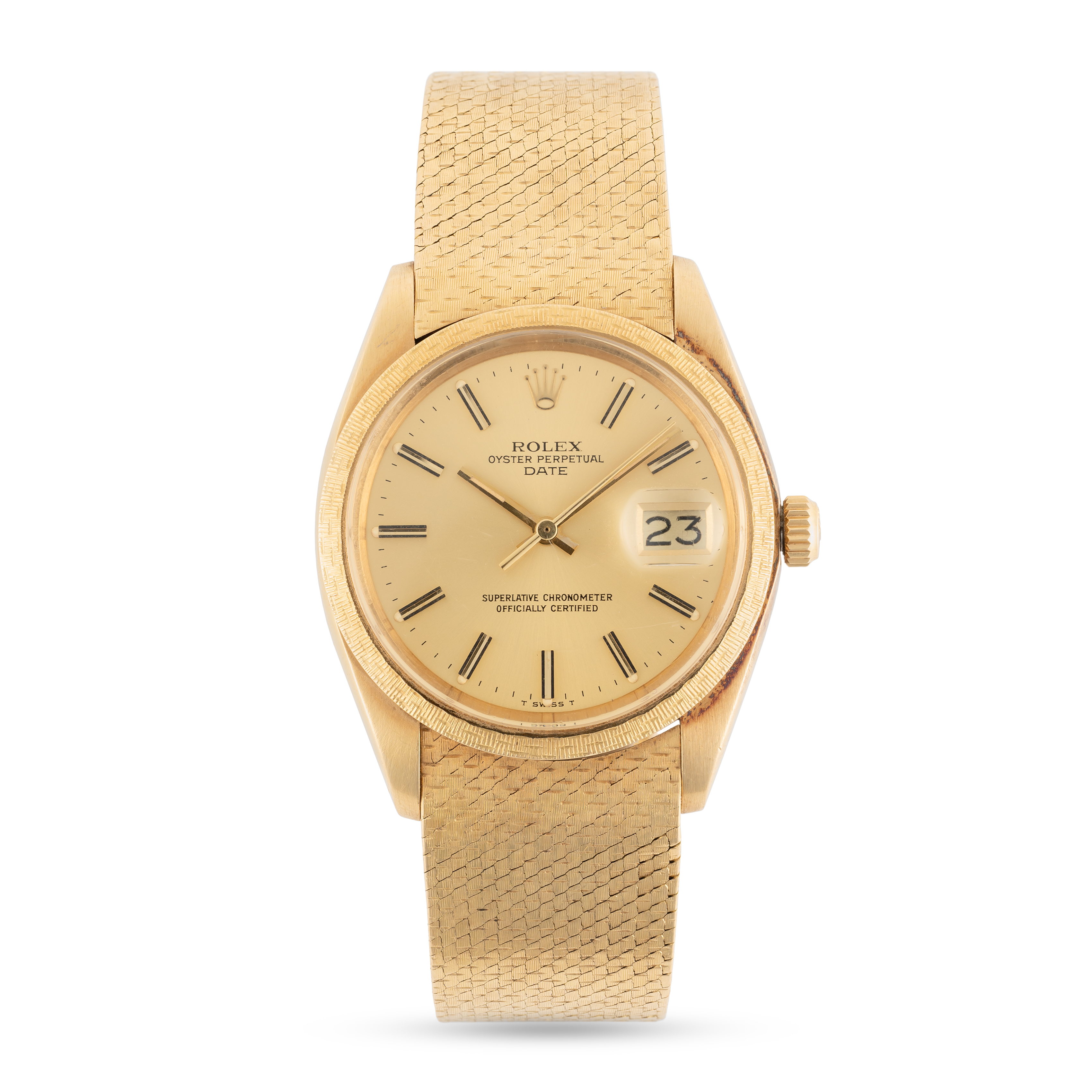 A RARE GENTLEMAN'S SIZE 18K SOLID GOLD ROLEX OYSTER PERPETUAL DATE BRACELET WATCH DATED 1978, REF. - Image 2 of 12