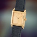 A RARE GENTLEMAN'S SIZE 18K SOLID GOLD BOUCHERON PARIS CARREE WRIST WATCH CIRCA 1950s Movement: