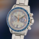 A RARE GENTLEMAN'S SIZE STAINLESS STEEL ROLEX TUDOR OYSTERDATE MONTE CARLO BLUE CHRONOGRAPH BRACELET