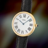 AN EXTREMELY RARE GENTLEMAN'S SIZE 18K SOLID GOLD CARTIER LONDON MAXI RONDE WRIST WATCH CIRCA