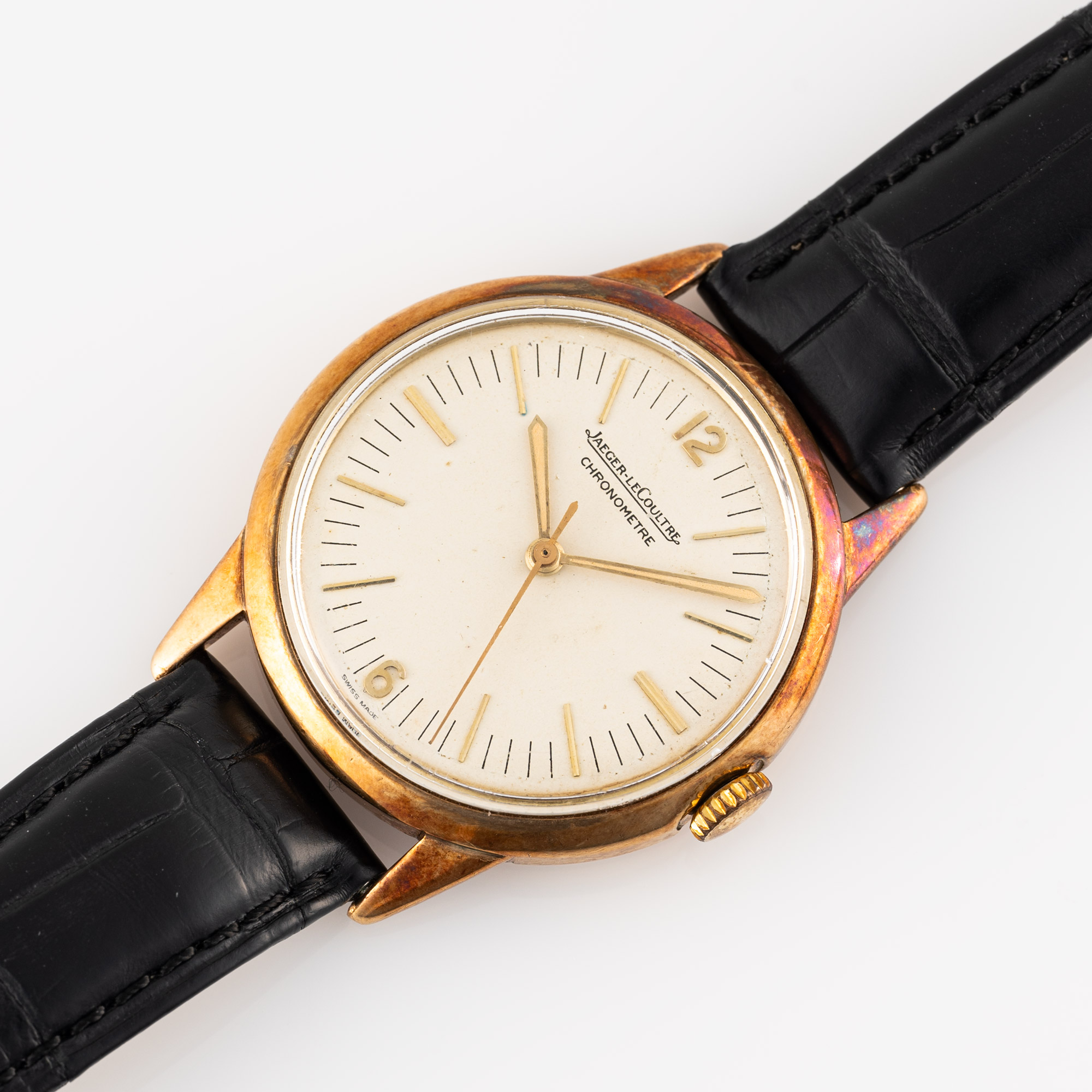 A RARE GENTLEMAN'S SIZE 9CT SOLID GOLD JAEGER LECOULTRE GEOPHYSIC CHRONOMETER WRIST WATCH CIRCA - Image 5 of 9