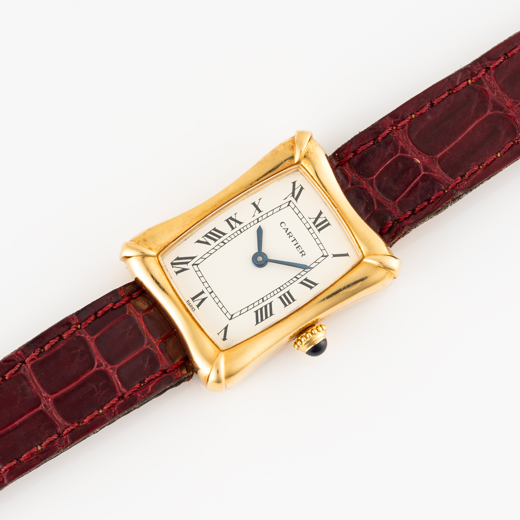 A VERY RARE LADY'S 18K SOLID GOLD CARTIER PARIS BAMBOO COUSSIN WRIST WATCH CIRCA 1970s, REF. 78110 - Image 4 of 10