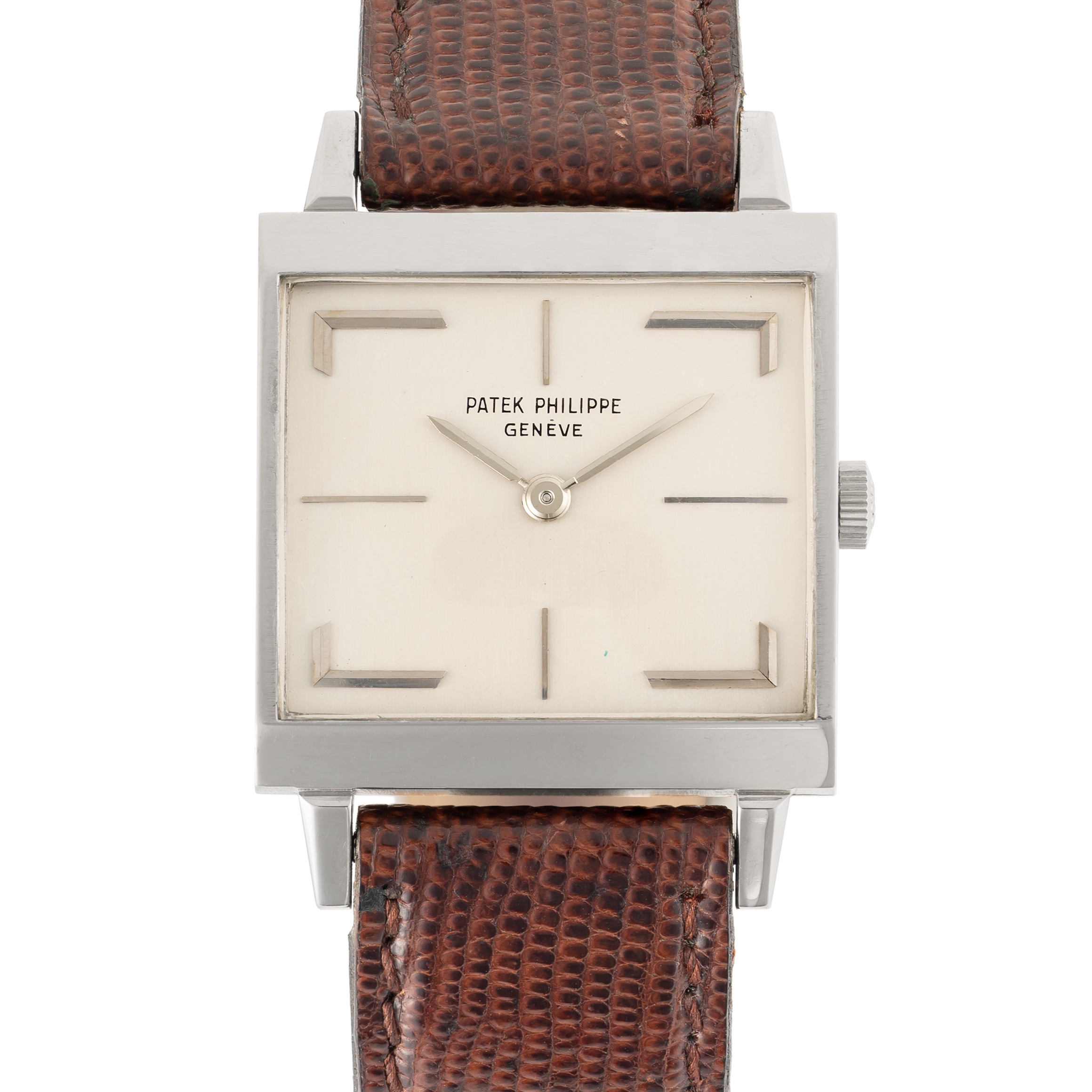 A RARE GENTLEMAN'S SIZE 18K WHITE GOLD PATEK PHILIPPE WRIST WATCH CIRCA 1960, REF. 3406 Movement: - Image 9 of 9