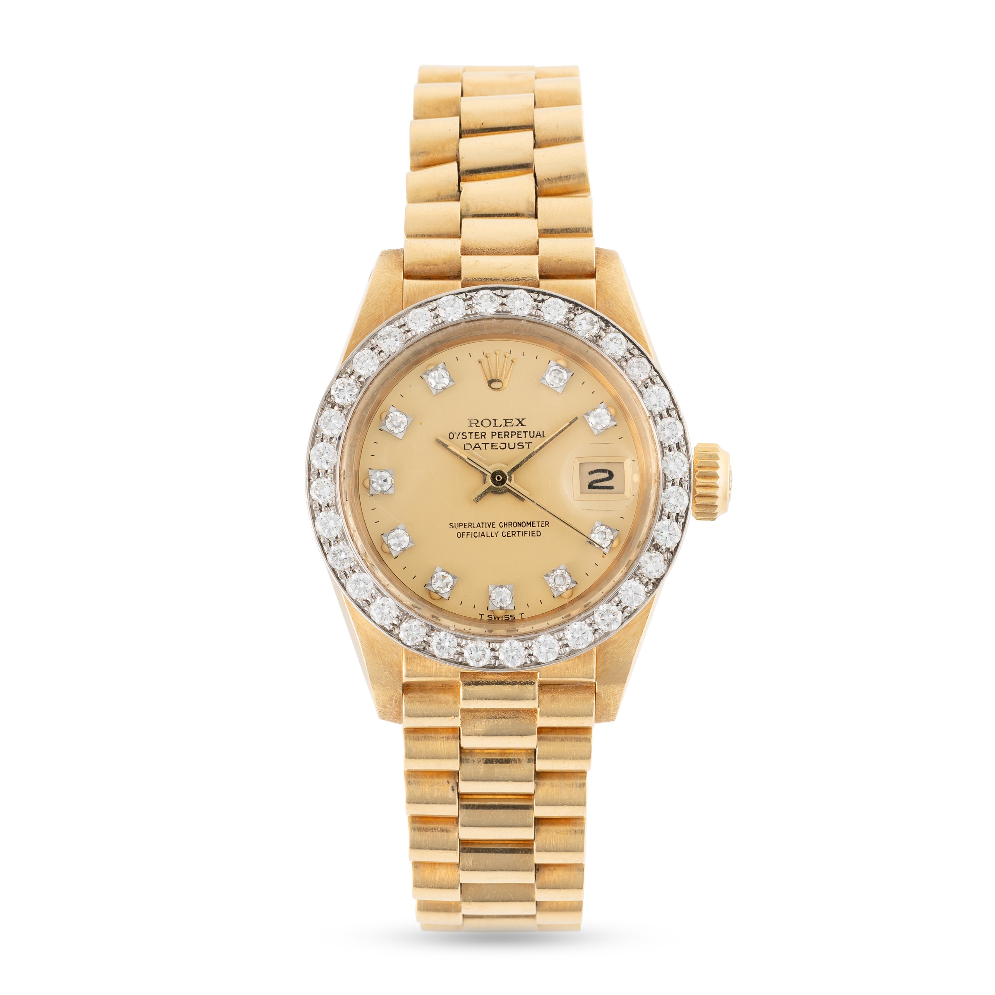 A LADY'S FINE 18K SOLID GOLD & DIAMOND ROLEX OYSTER PERPETUAL DATEJUST BRACELET WATCH CIRCA 1983, - Bild 2 aus 9