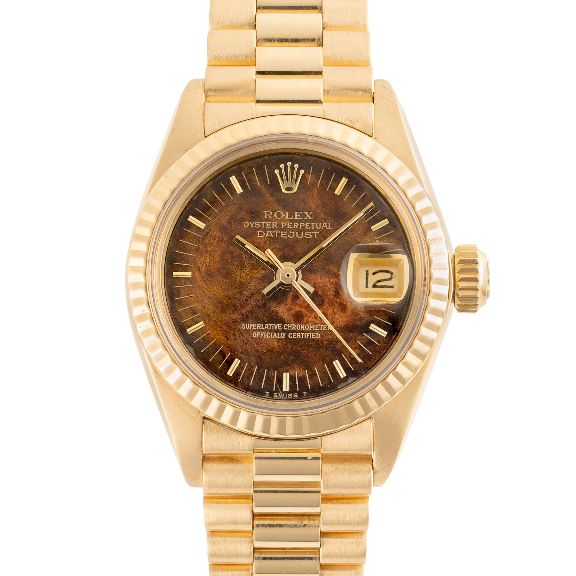 A LADY'S 18K SOLID GOLD ROLEX OYSTER PERPETUAL DATEJUST BRACELET WATCH CIRCA 1979, REF. 6917/8