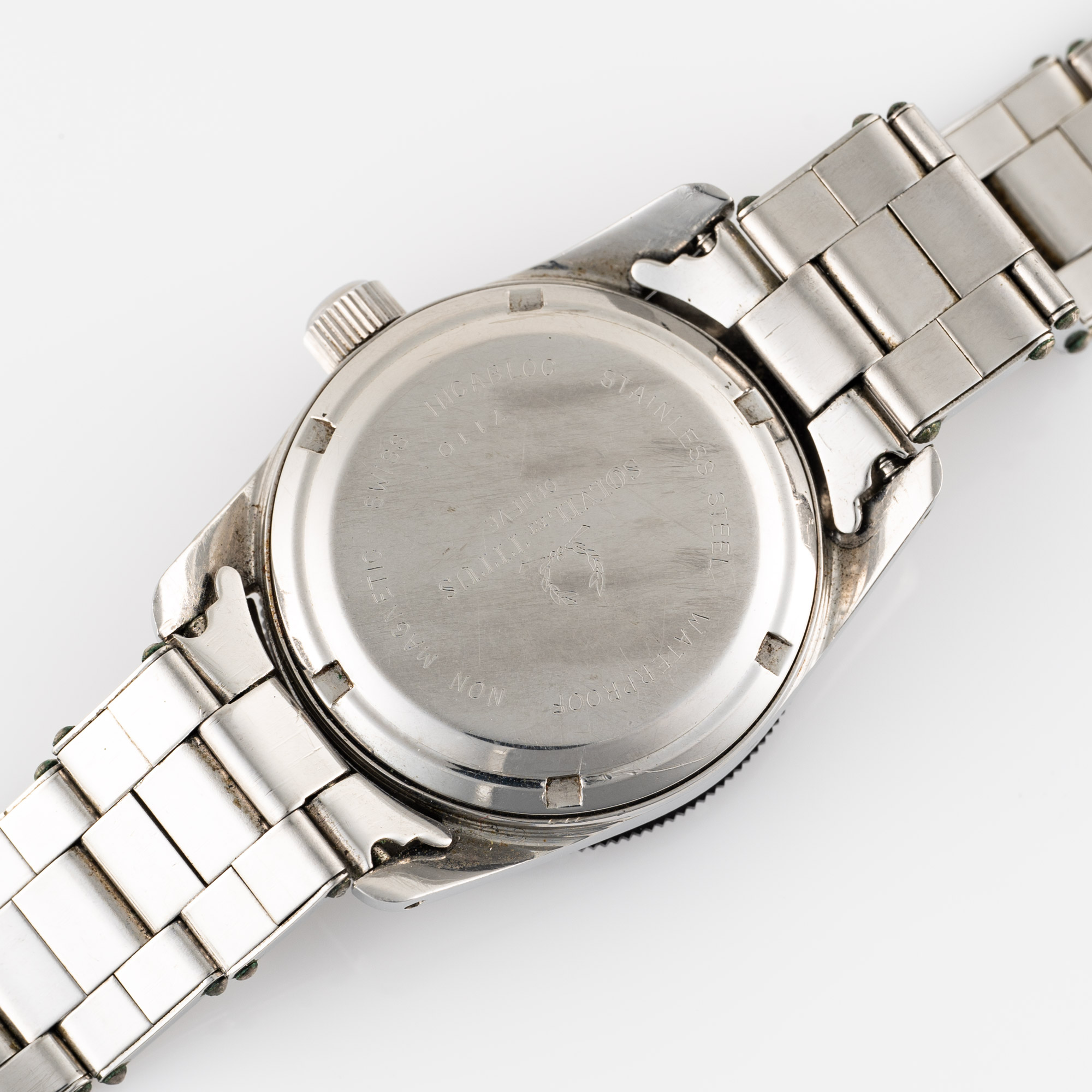 A MEDIUM SIZE STAINLESS STEEL TITUS CALYPSOMATIC DIVERS BRACELET WATCH CIRCA 1960s, REF. 7110 WITH - Image 8 of 9