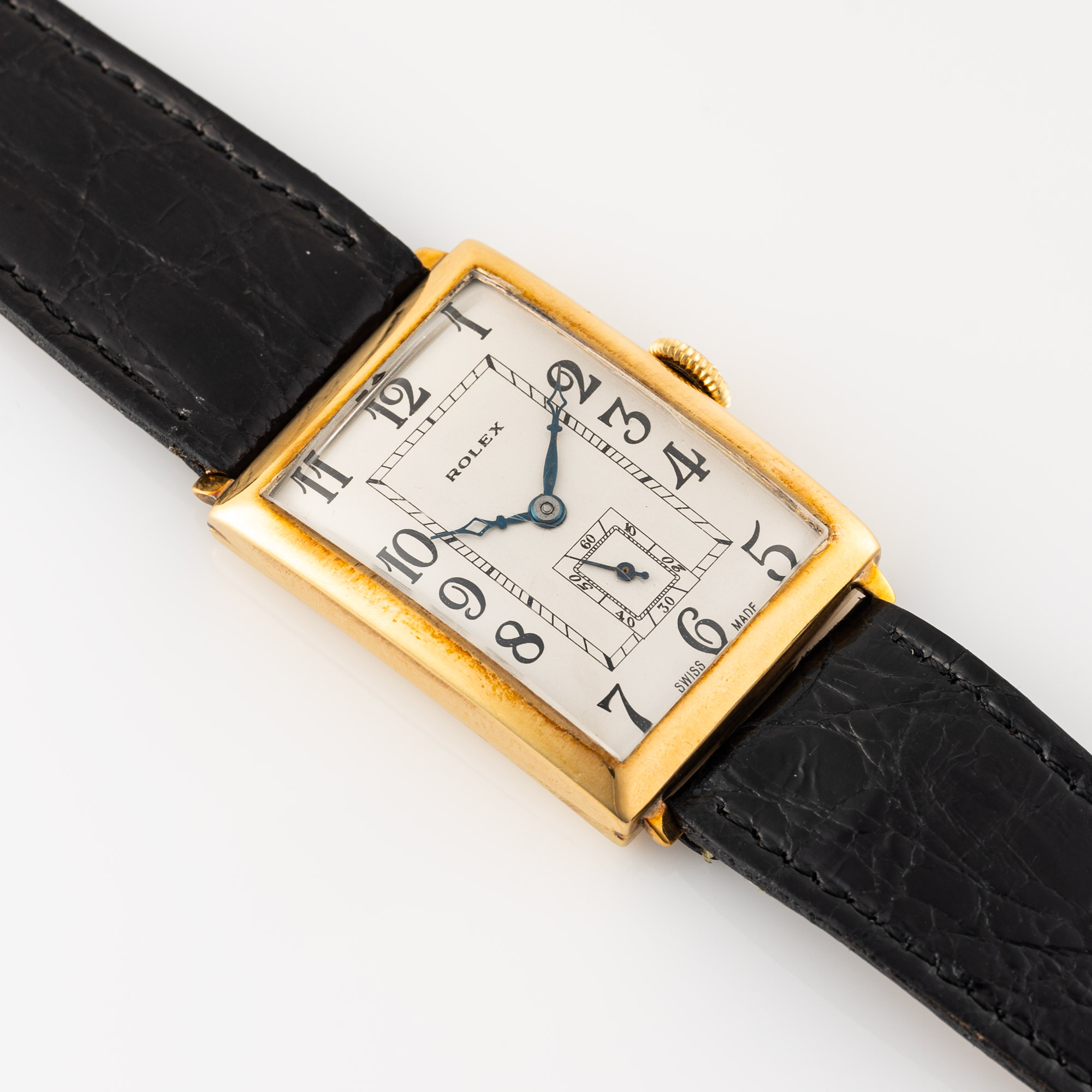 A GENTLEMAN'S LARGE SIZE 9CT SOLID GOLD ROLEX RECTANGULAR WRIST WATCH CIRCA 1933 Movement: 17J, - Image 3 of 8