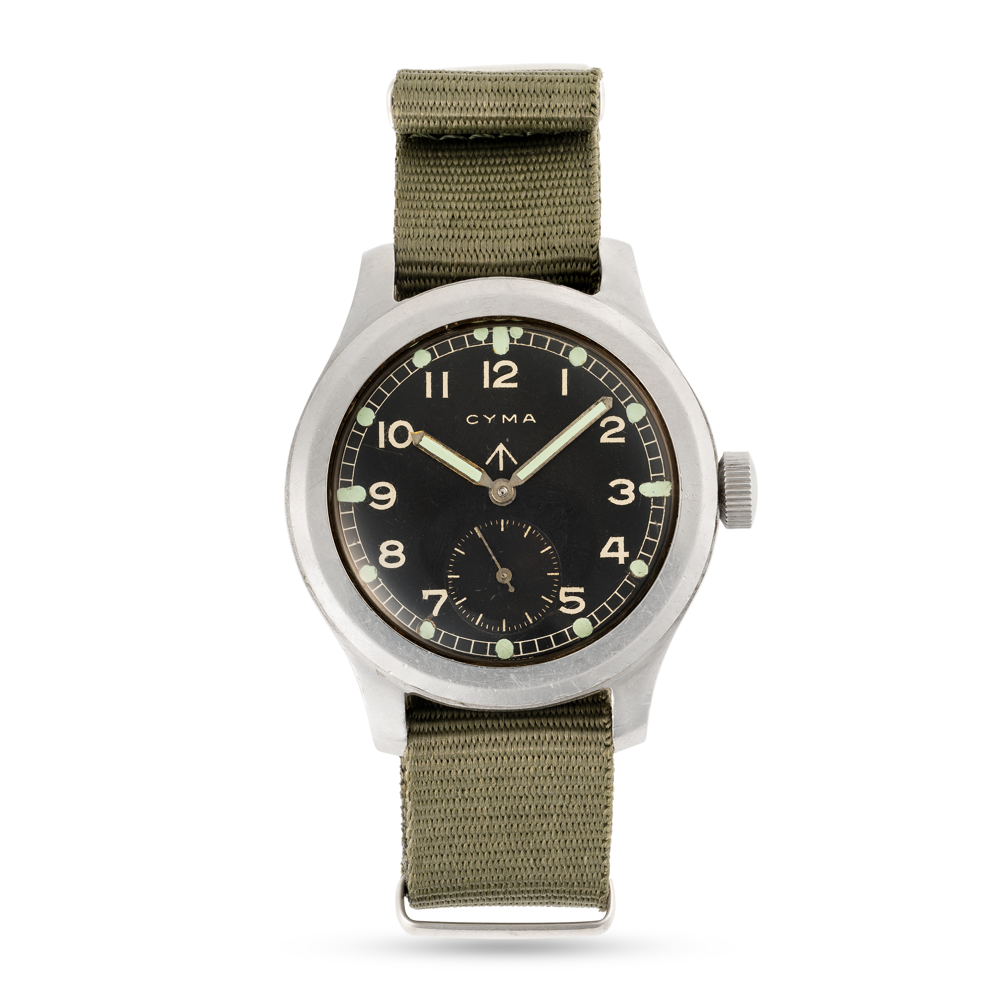 A GENTLEMAN'S STAINLESS STEEL BRITISH MILITARY CYMA W.W.W. WRIST WATCH CIRCA 1945, PART OF THE " - Image 2 of 8