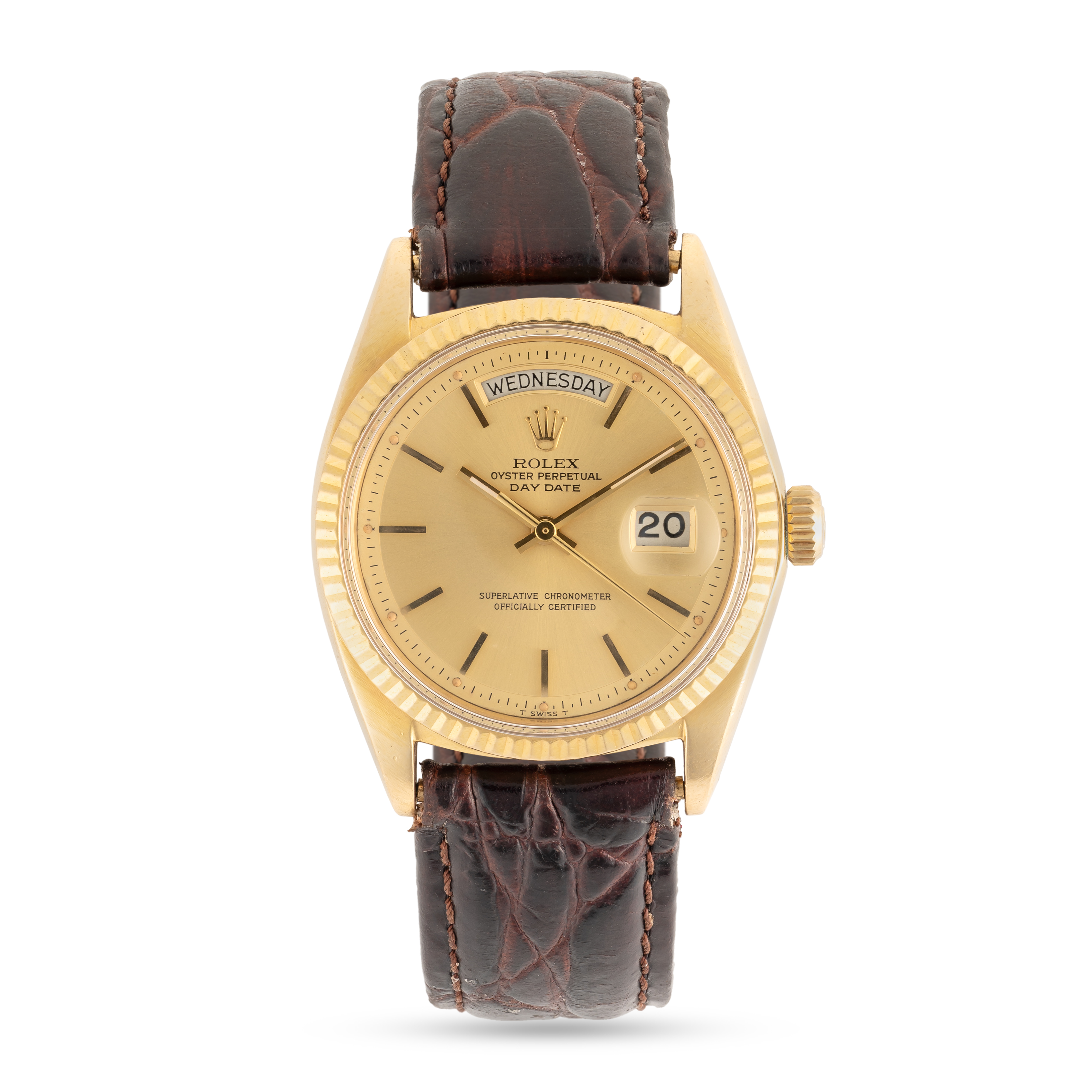 A GENTLEMAN'S SIZE 18K SOLID YELLOW GOLD ROLEX OYSTER PERPETUAL DAY DATE WRIST WATCH CIRCA 1971, - Image 2 of 8