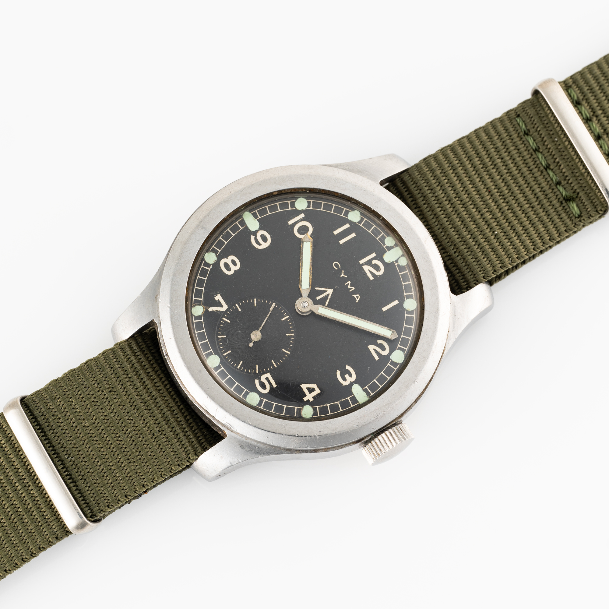 A GENTLEMAN'S STAINLESS STEEL BRITISH MILITARY CYMA W.W.W. WRIST WATCH CIRCA 1945, PART OF THE " - Image 3 of 8