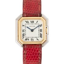 A LADY'S TWO COLOUR 18K SOLID WHITE & YELLOW GOLD CARTIER PARIS CEINTURE WRIST WATCH CIRCA 1970s,